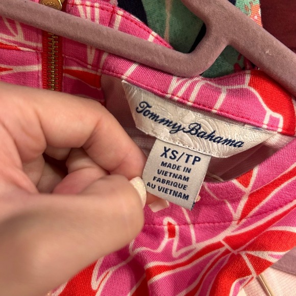 Tommy Bahama Darcy Peninsula Palms Dress XS Pink Red Tropical Sleeveless - Picture 12 of 13